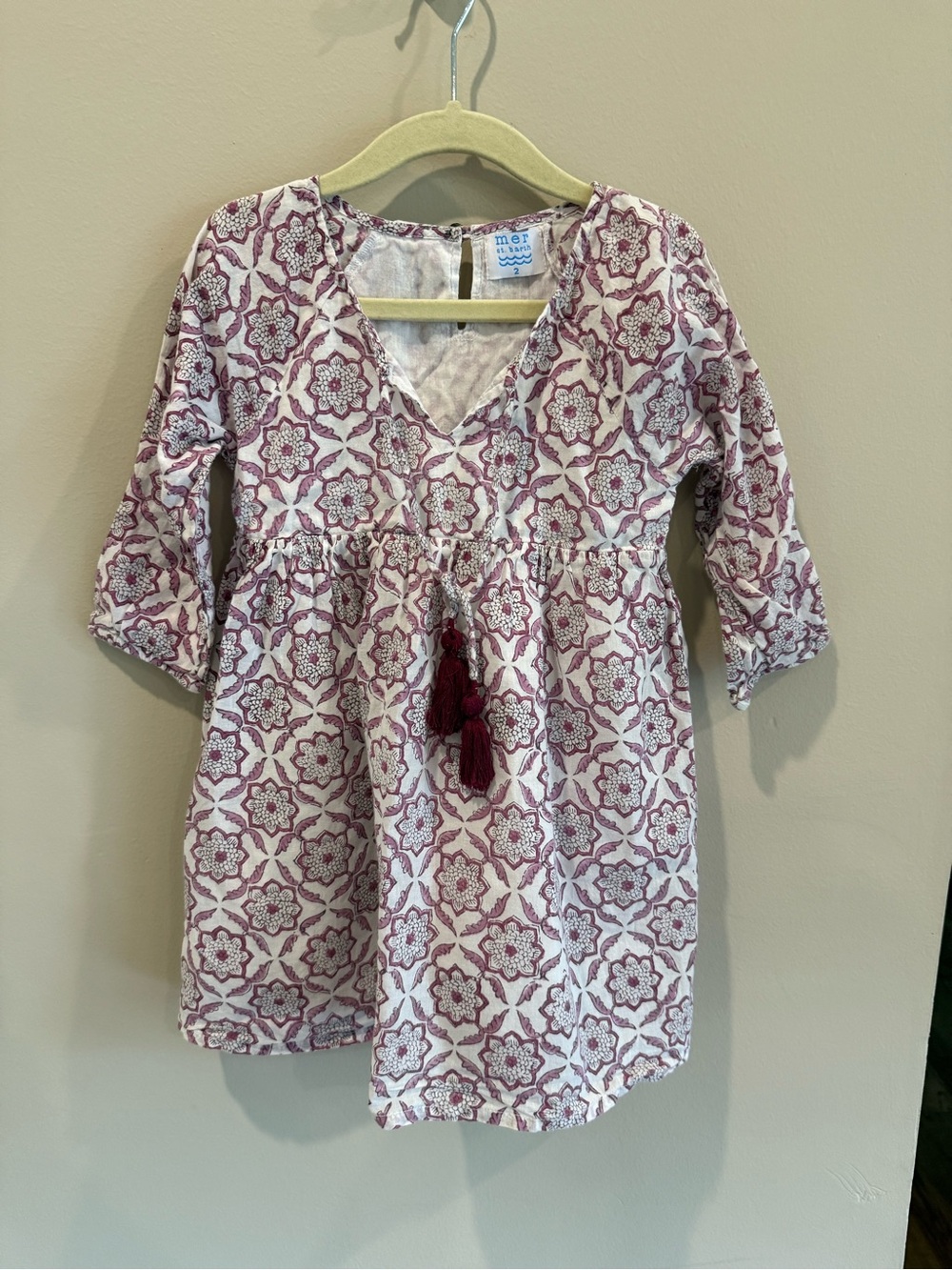 Mer St Barth Toddler Patterned Dress with Tassel - Size 2T